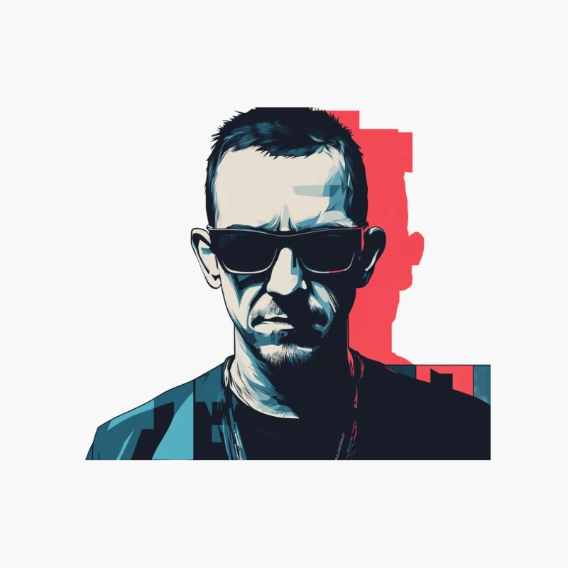 Linkin Park Stylized Portrait: Man with Sunglasses in Blue Tones Cotton Tote Bag