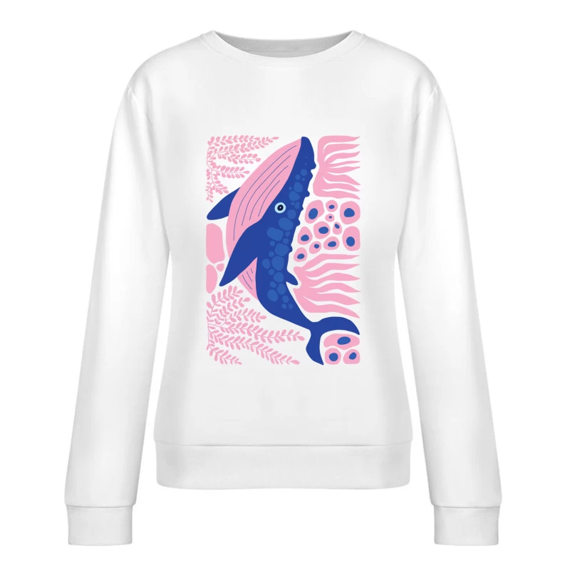 Whimsical Whale in a Coral Dream Female Pullover Sweatshirt