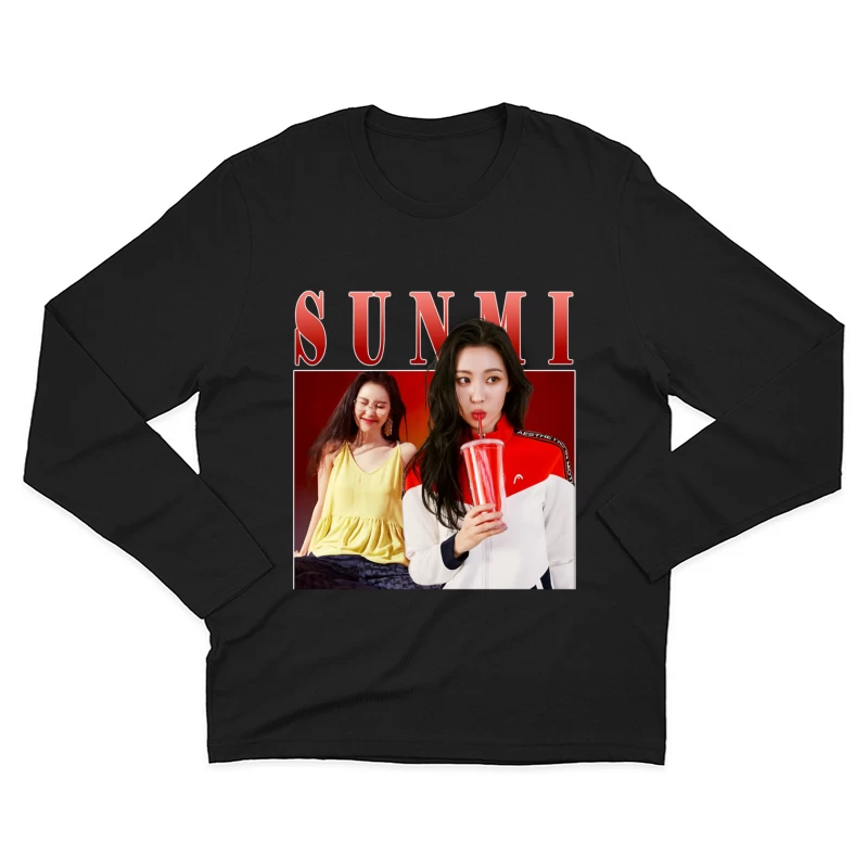 Two Young Women in Contrasting Yellow and Red Sporty Fashion Shoot Male Long Sleeve T-Shirt