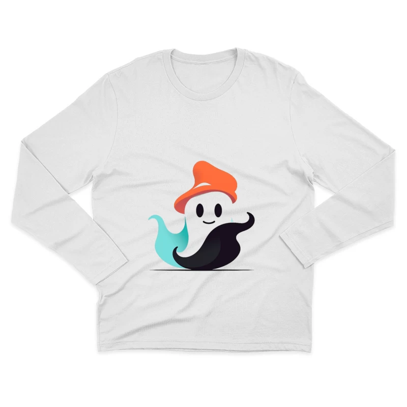 Cute Ghost Mascot with Orange Hat Male Long Sleeve T-Shirt