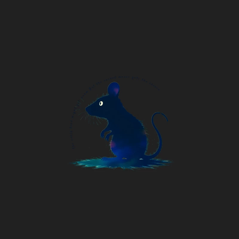 Dark Blue Mouse Silhouette Digital Illustration Bucket Hat