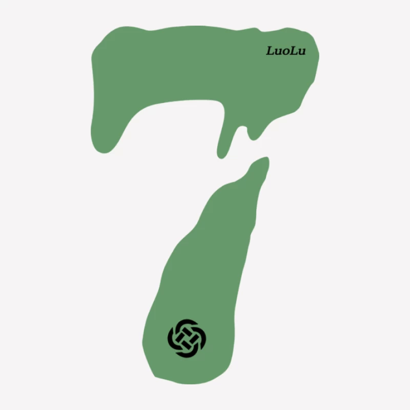 Grüne Zahl Sieben Design Herren T-Shirt