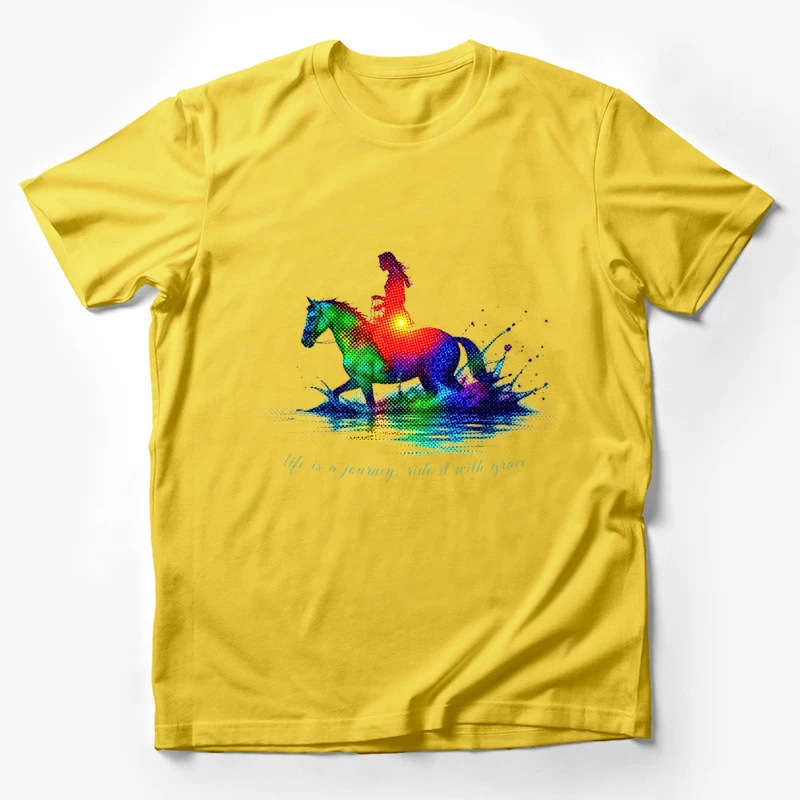 Colorful Journey of Riding with Grace Male T-Shirt