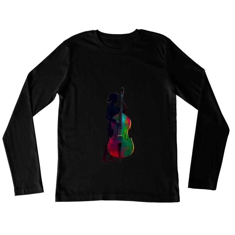 Colorful Silhouette of a Woman with a Cello Female Long Sleeve T-Shirt