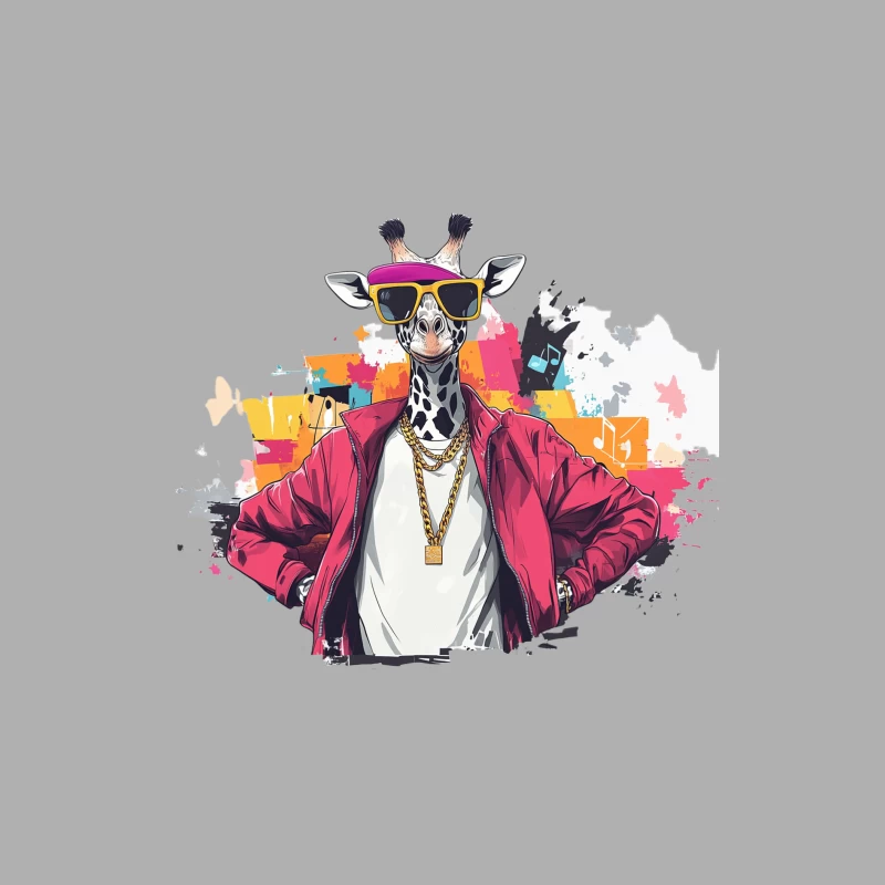 Cool Hip Hop Giraffe in Pink Jacket with Sunglasses Male Tank Top