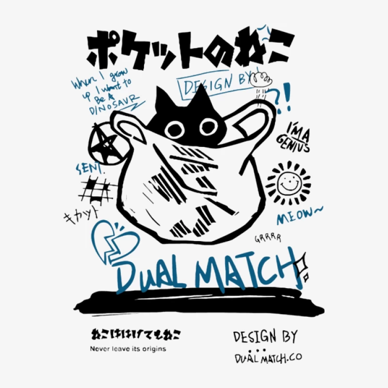 Dual Match Katzenzeichnung Damen Pullover Sweatshirt