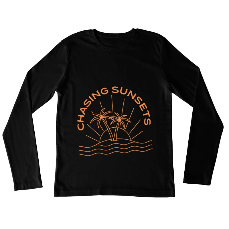 Palmen bei Sonnenuntergang Damen Langarm T-Shirt