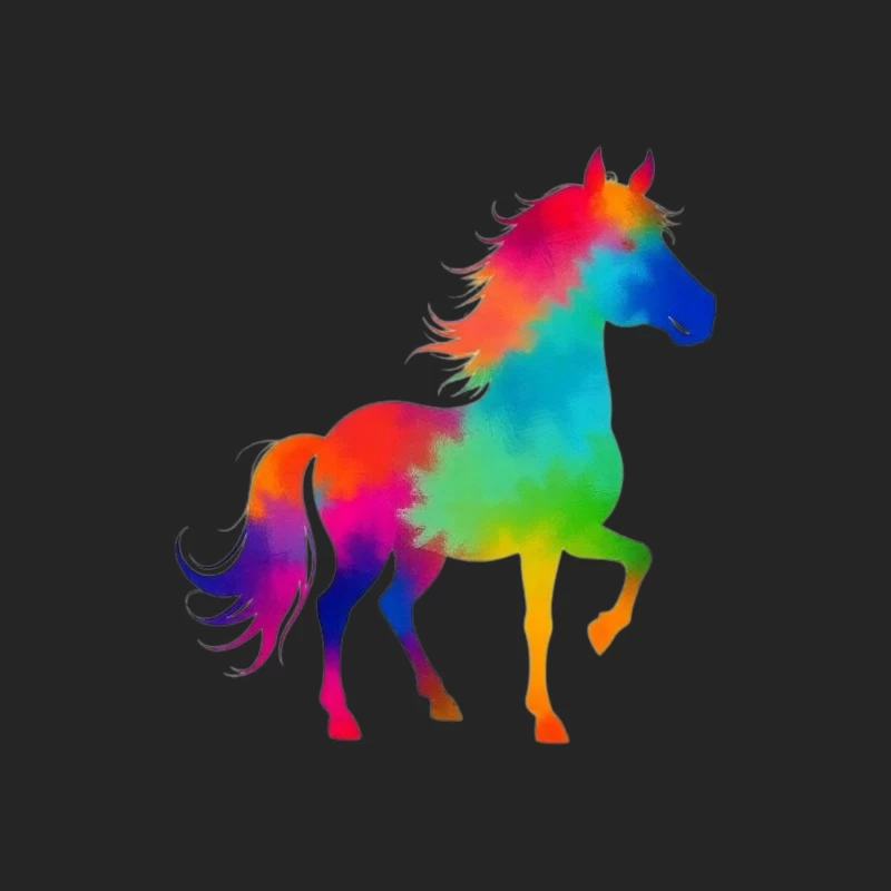 Colorful horse Silhouette Male Pullover Sweatshirt