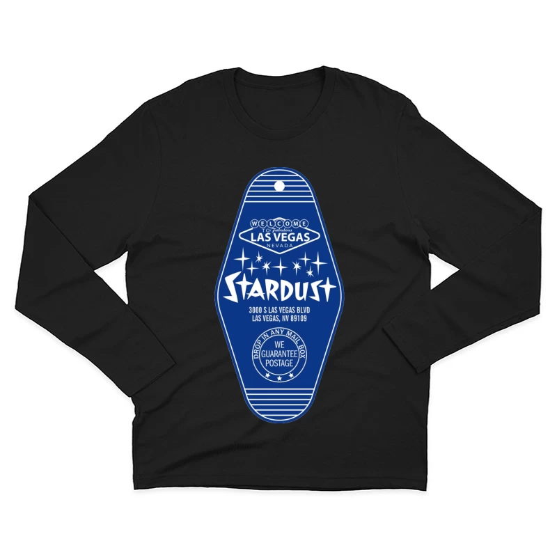 Vintage Stardust Las Vegas Hotel Blue Key Tag Design Male Long Sleeve T-Shirt