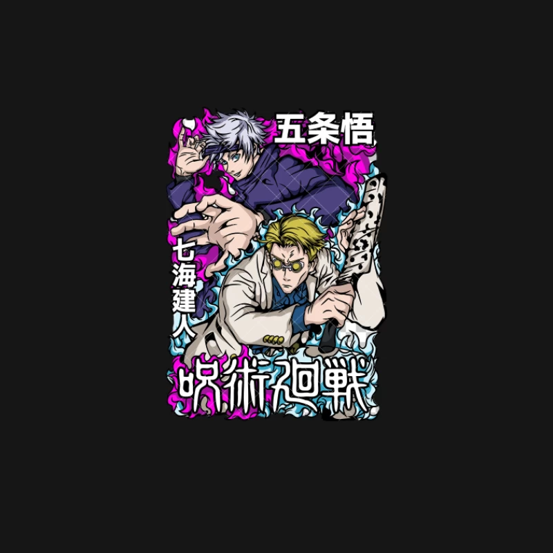 Stilvolles Anime-Design mit Figuren in Aktion Herren T-Shirt