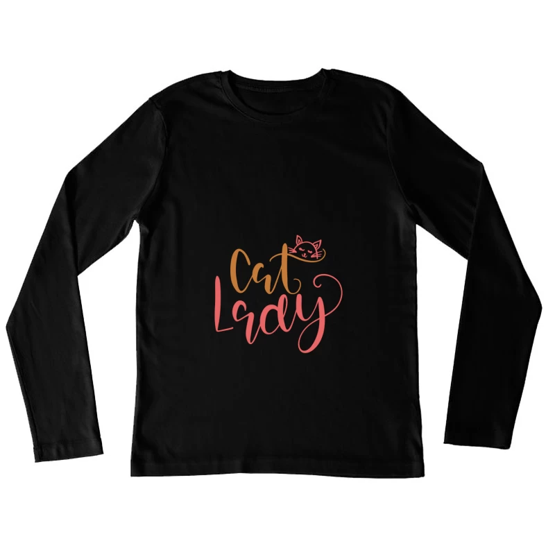 Design Femme Chat Coloré Femme Manches Longues T-Shirt