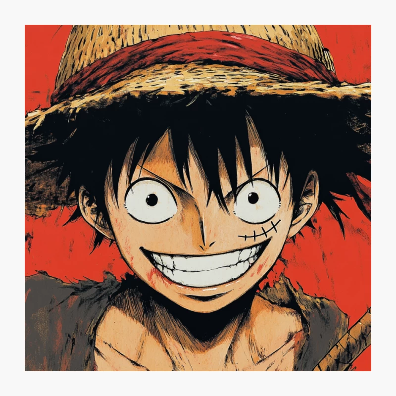 Grinning Straw Hat Pirate: One Piece Anime Character Portrait Pin
