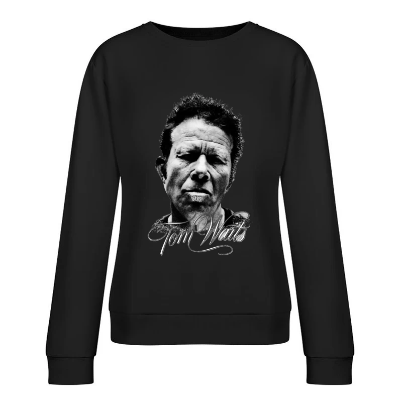 Dramatic Black and White Portrait with Intense Expression Female Pullover Sweatshirt