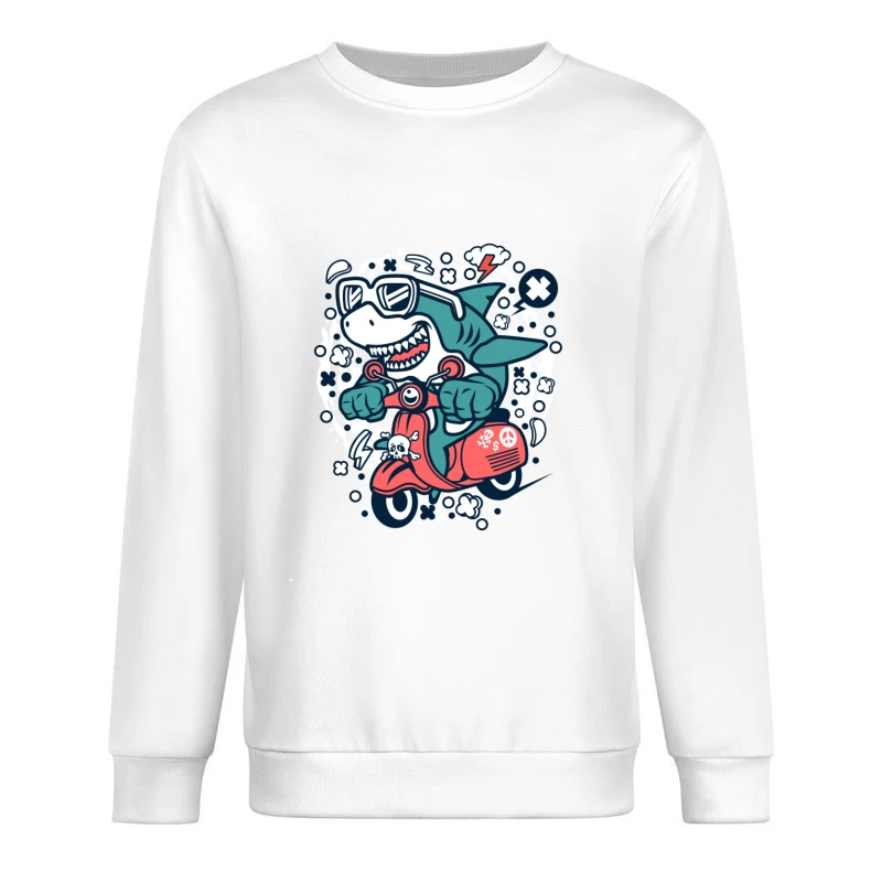 Requin cool sur scooter Homme Sweat-shirt à enfiler