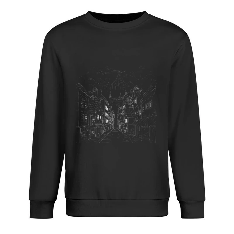 Charming Village with Mountains Male Pullover Sweatshirt
