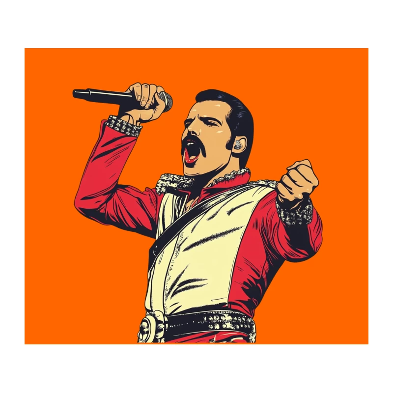 Energetic Rock Star Singer Performing with Microphone Tapestry