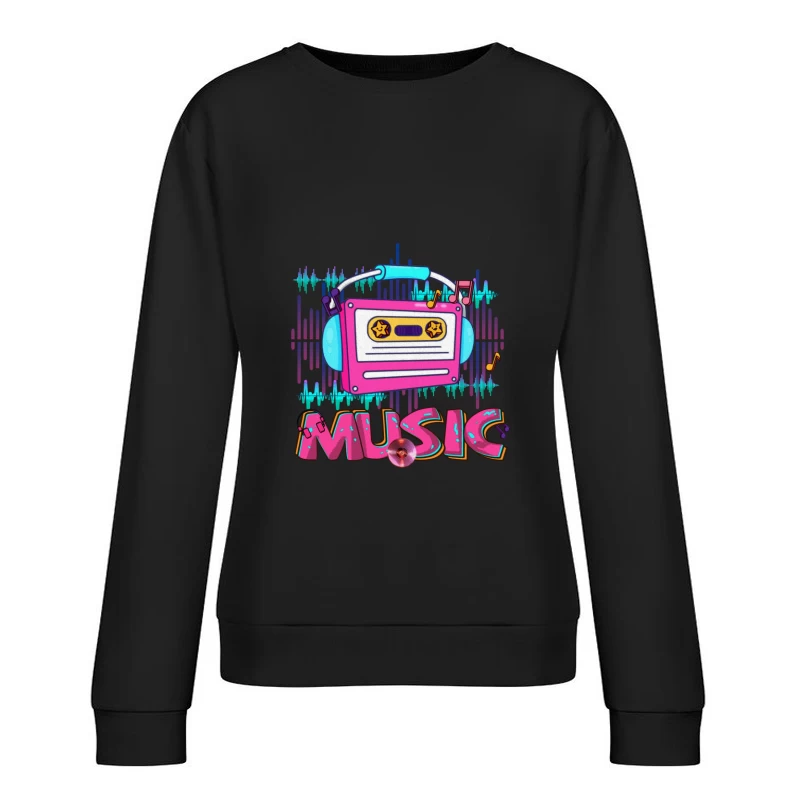 Retro Musikkassette mit Kopfhörern Damen Pullover Sweatshirt