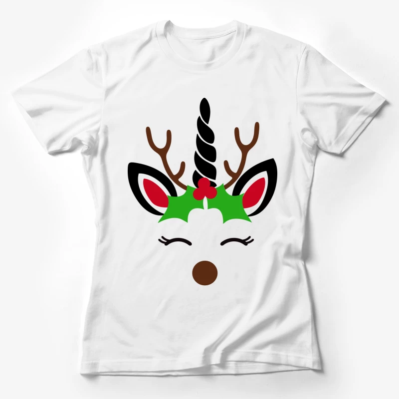 Licorne de Noël avec bois de renne Femme T-Shirt