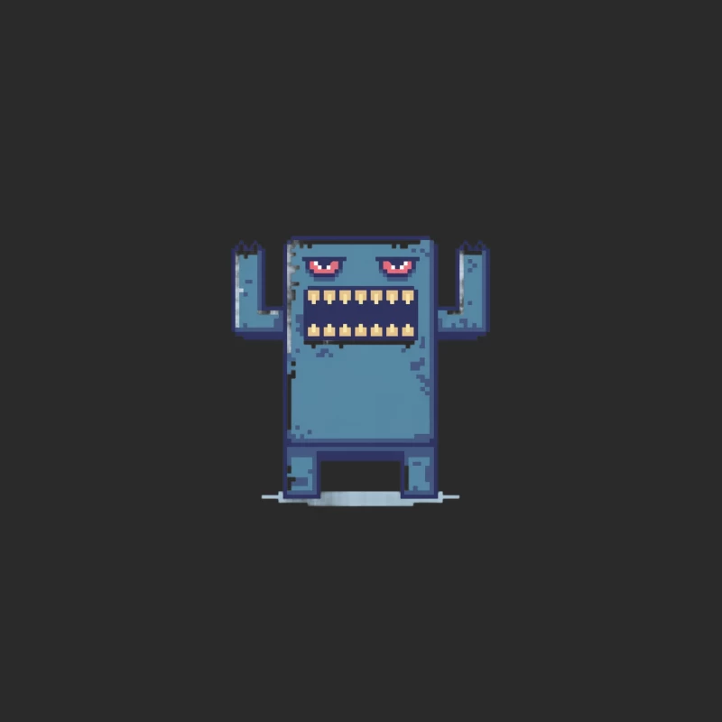 Cute Blue Pixel Art Monster Character Baseball Cap