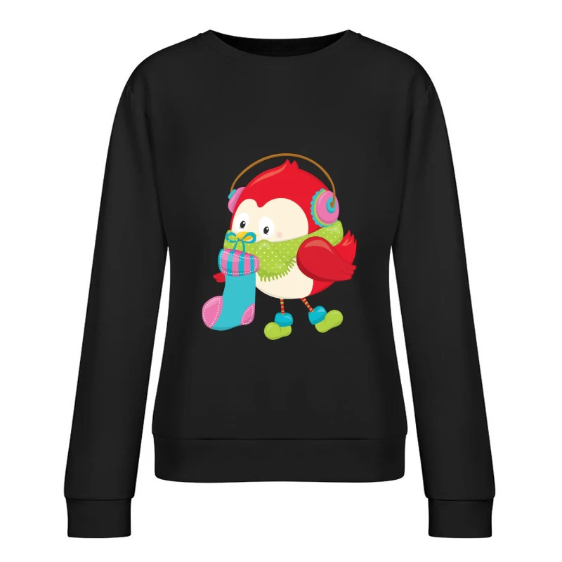 Oiseau mignon avec cache-oreilles et chaussette Femme Sweat-shirt à enfiler
