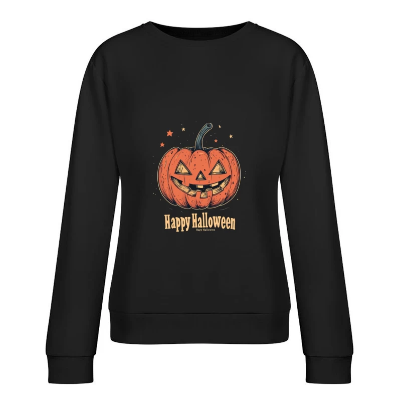 Festive Halloween Jack-o'-Lantern Cartoon Illustration Female Pullover Sweatshirt