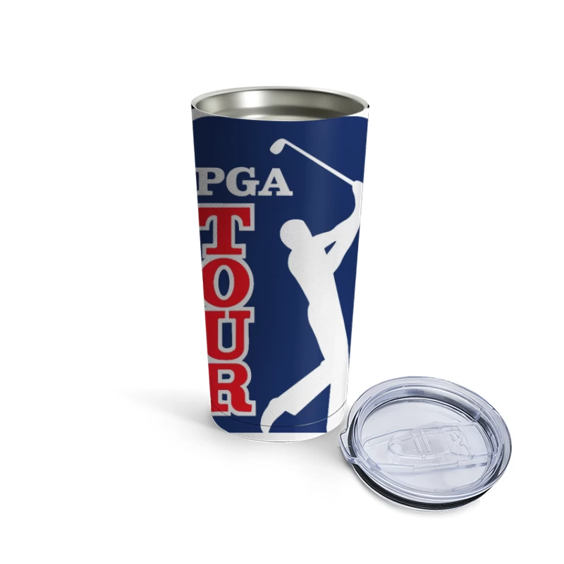 Official PGA Tour Professional Golf Logo with Silhouetted Golfer Travel Mug