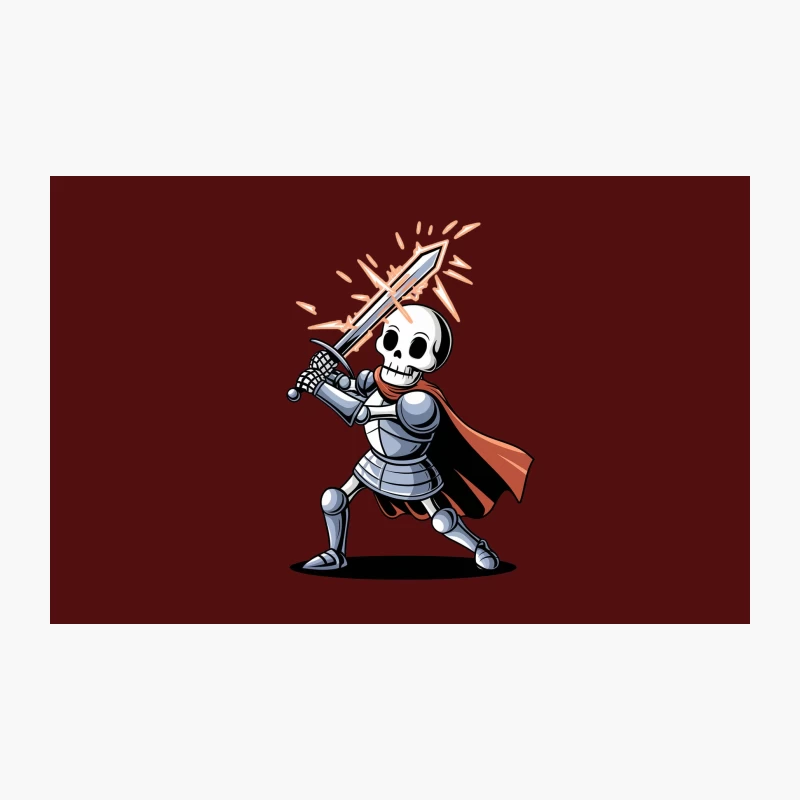 Cute Cartoon Skeleton Knight with Sword and Red Cape Travel Mug