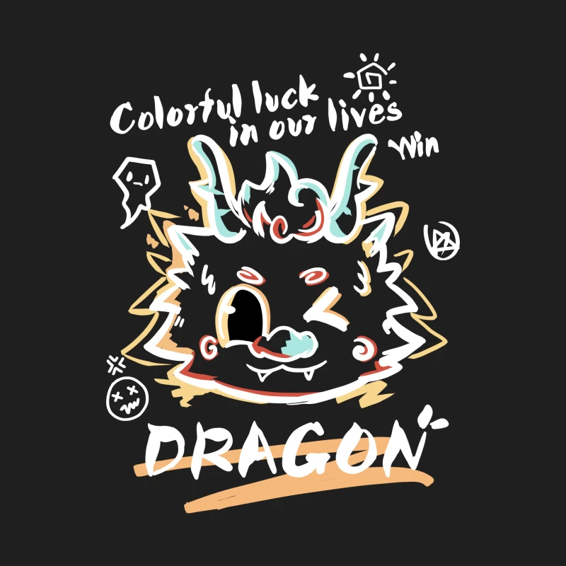Bunter Glücksdrache Kunstdesign Herren Tanktops