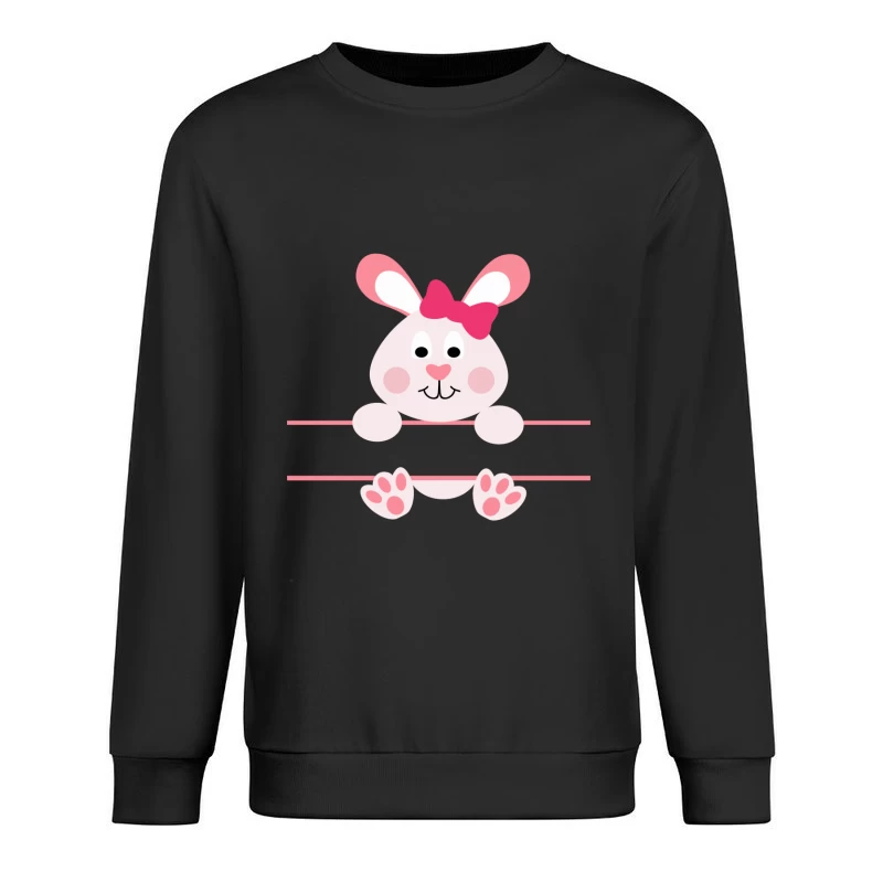 Lapin mignon avec nœud rose Homme Sweat-shirt à enfiler