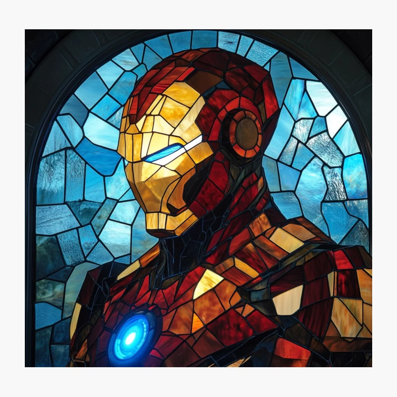 Iron Man Stained Glass Marvel Superhero Artwork Throw Pillow