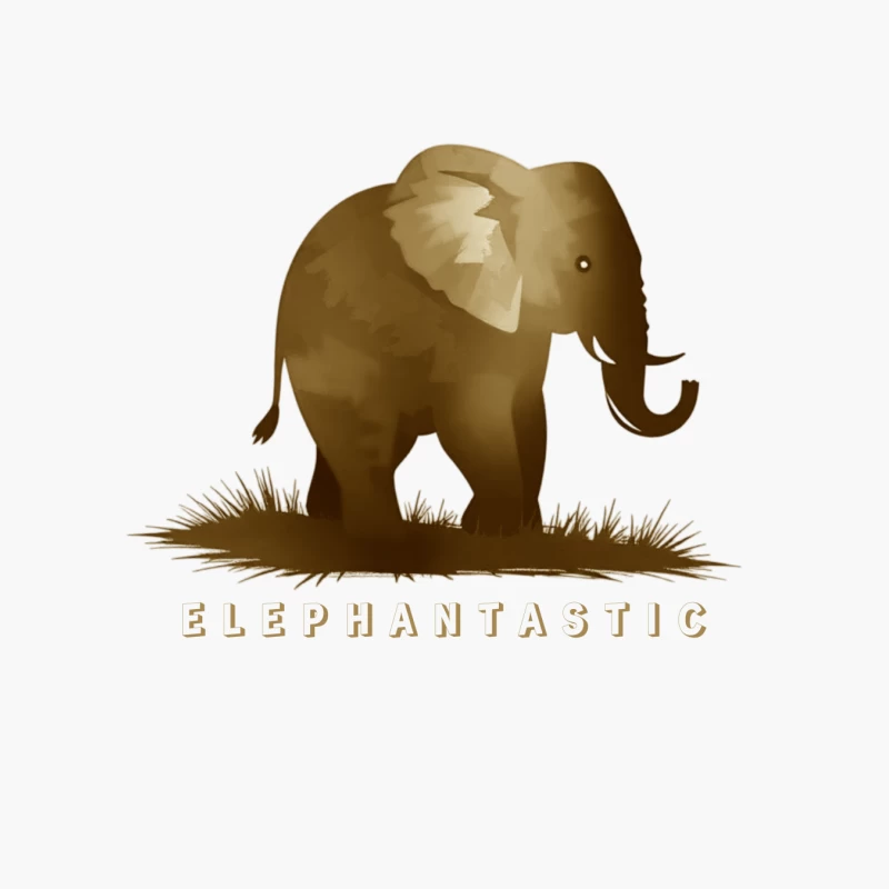 Elephantastic - Vintage Elephant Silhouette Illustration with Typography Cotton Tote Bag