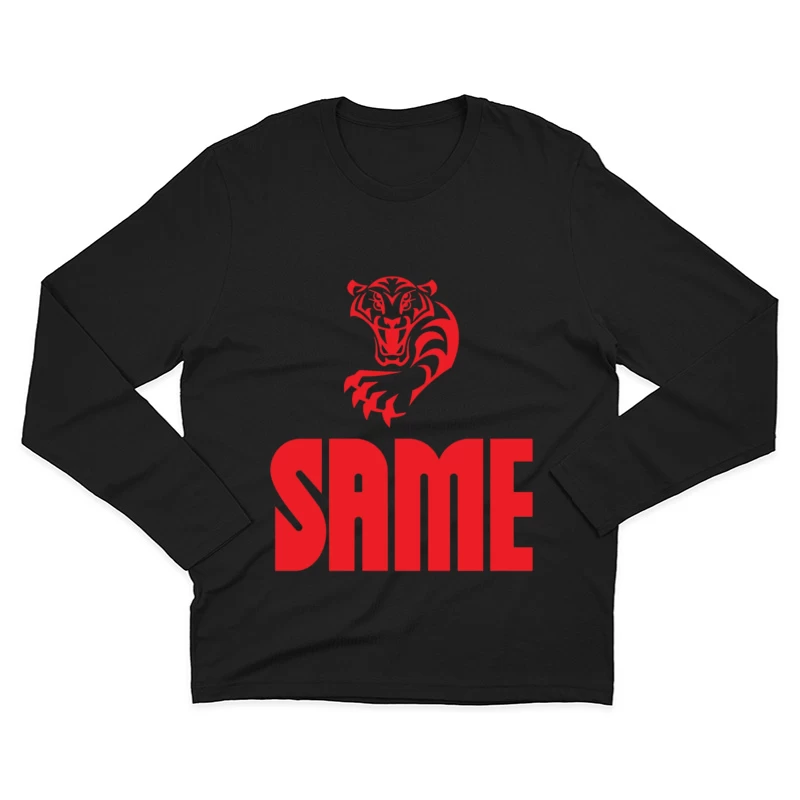 Red Tiger Sports Logo with SAME Text Male Long Sleeve T-Shirt