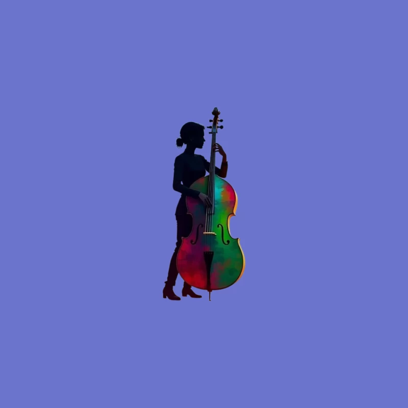 Colorful Silhouette of a Woman with a Cello Desk Mat
