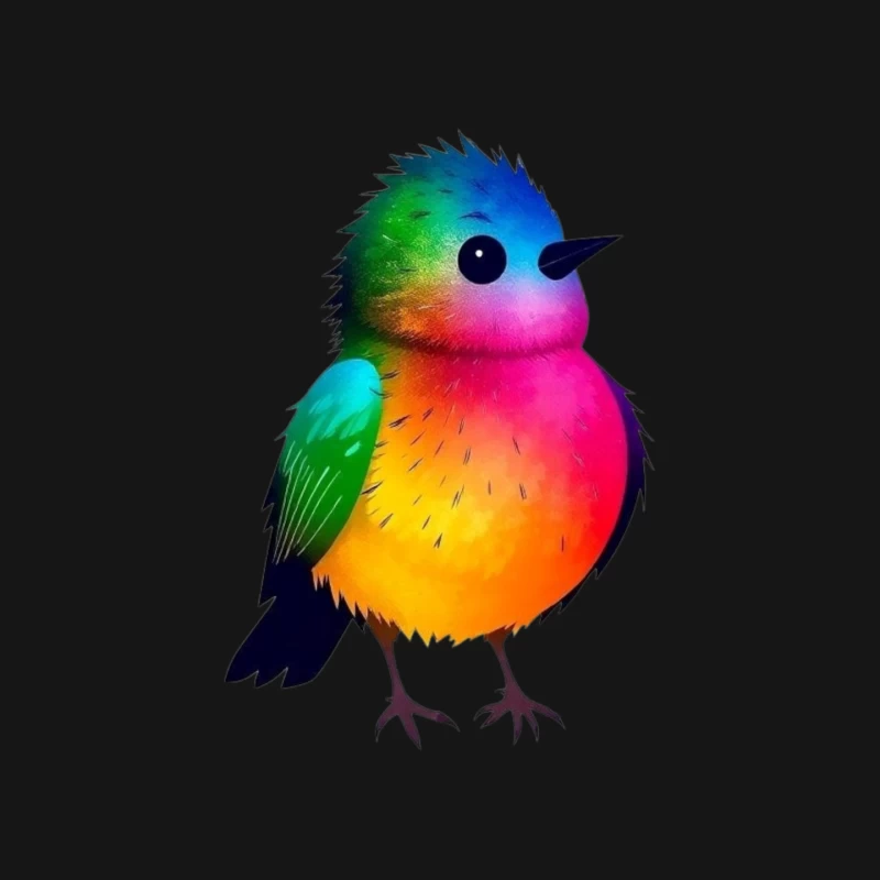 Vibrant Rainbow Bird Illustration Mouse Pad