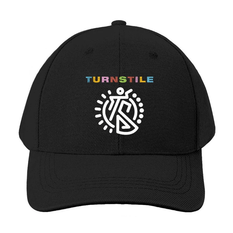 Colorful Turnstile Logo Design with Geometric Pattern Baseball Cap