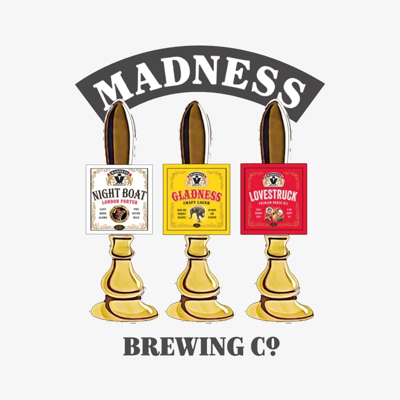 Madness Brewing Company Beer Tap Handles with Classic Labels Male Long Sleeve T-Shirt