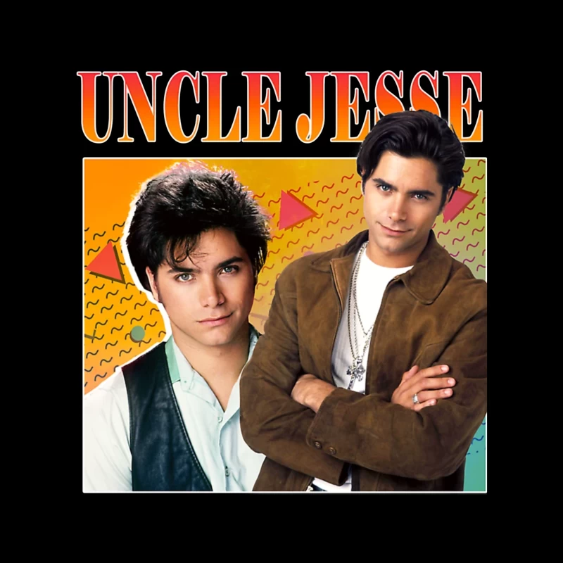 Retro TV Poster of Uncle Jesse from Full House 90s Series Throw Pillow