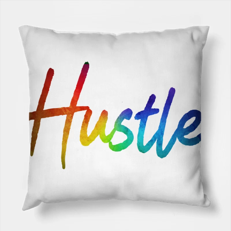 Colorful Hustle Typography Throw Pillow