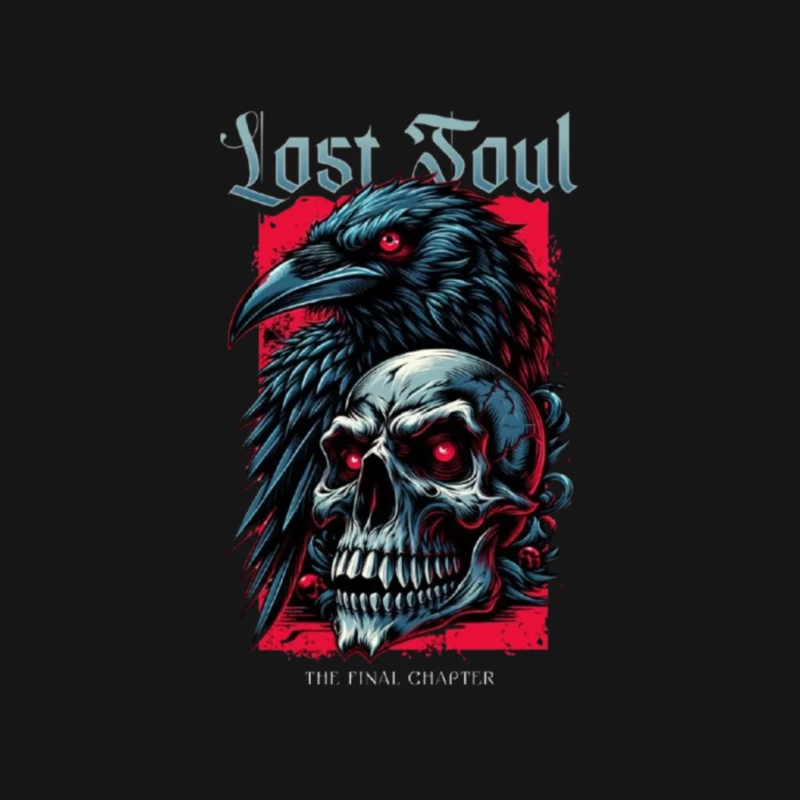 Lost Soul: Gothic Raven and Skull Dark Fantasy Illustration Male Long Sleeve T-Shirt