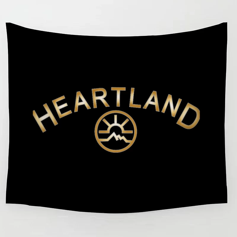 Heartland Hockey Logo with Golden Text and Minimalist Design Tapestry