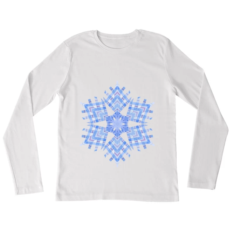 Flocon de neige aquarelle bleu Femme Manches Longues T-Shirt