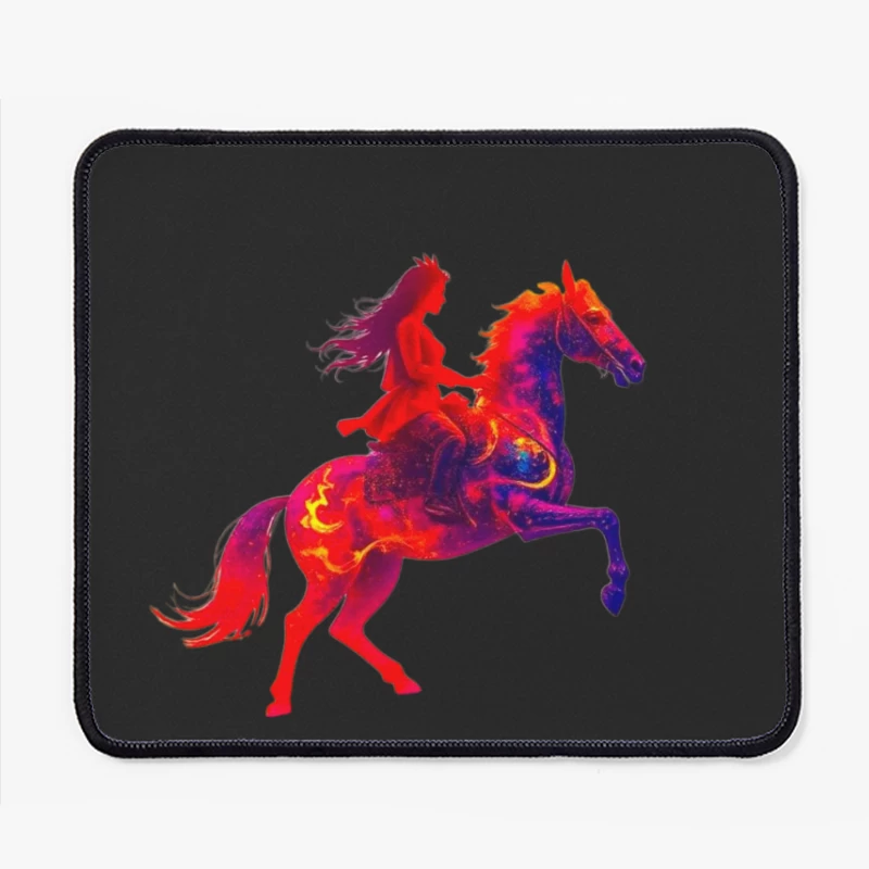 Mystical Red Horse and Rider Silhouette Fantasy Art Mouse Pad