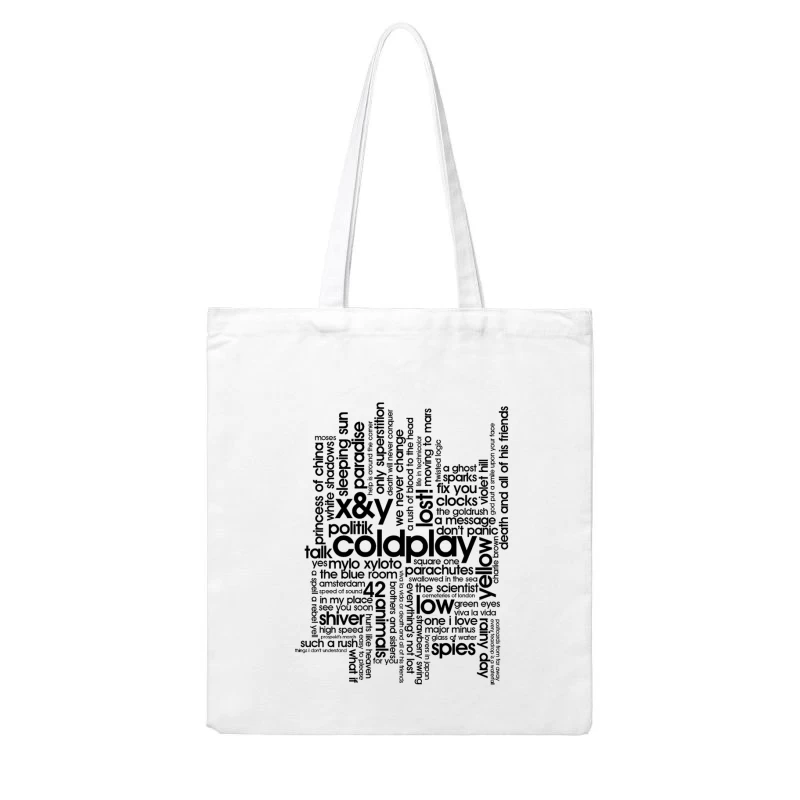 Coldplay Songs Word Cloud Typography Art Cotton Tote Bag