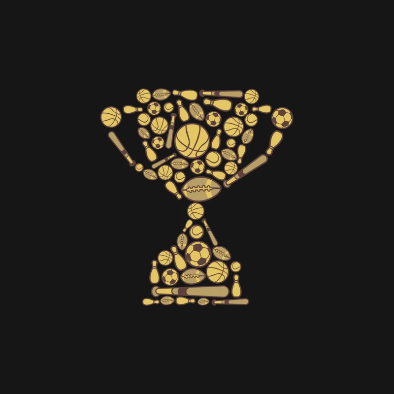 Trophée composé de différents équipements sportifs Femme Manches Longues T-Shirt
