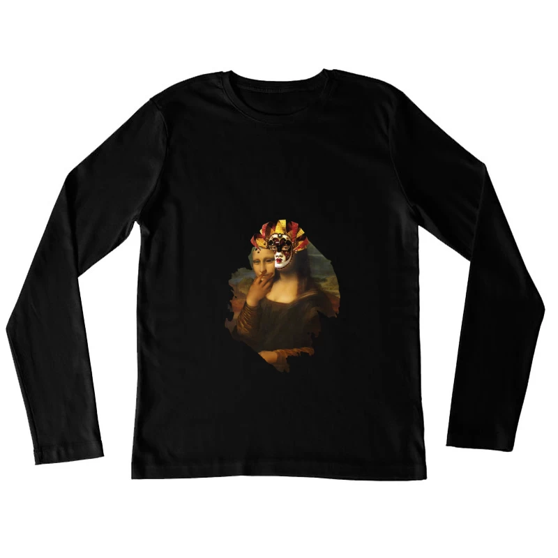 Mona Lisa mit venezianischer Maske Damen Langarm T-Shirt