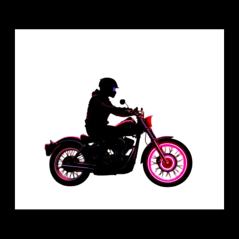 Silhouetted Motorcycle Rider with Neon Red Accents Tapestry