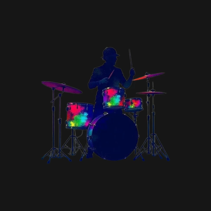 Colorful Silhouette of a Drummer Male Long Sleeve T-Shirt