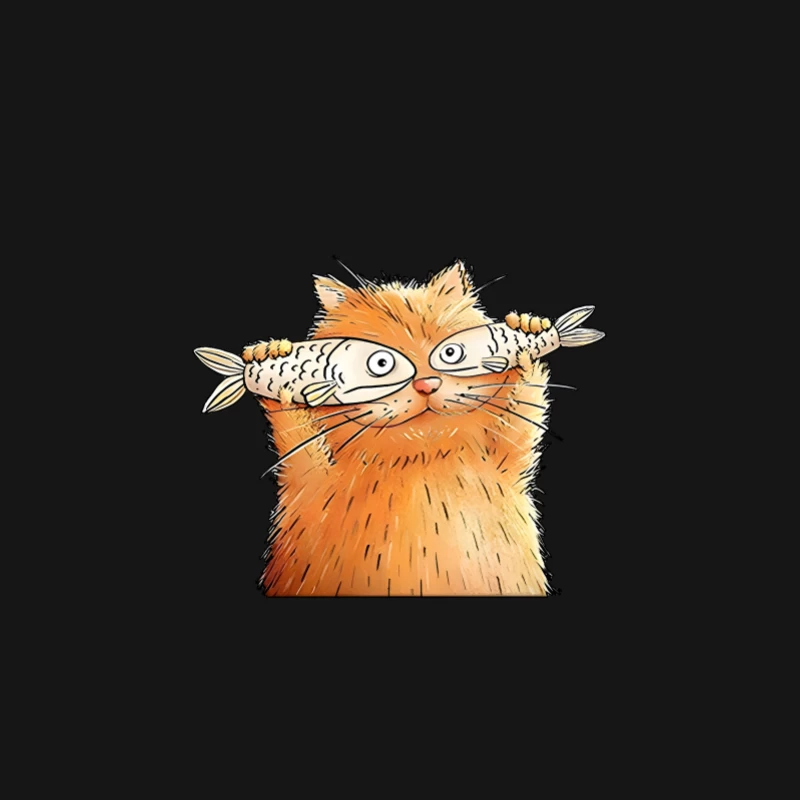Illustration de chat avec des poissons Homme Manches Longues T-Shirt