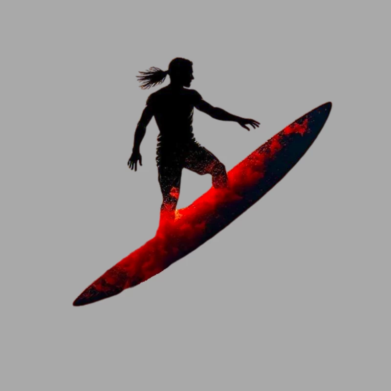 Dramatic Red Surfing Silhouette Art Female Pullover Hoodie