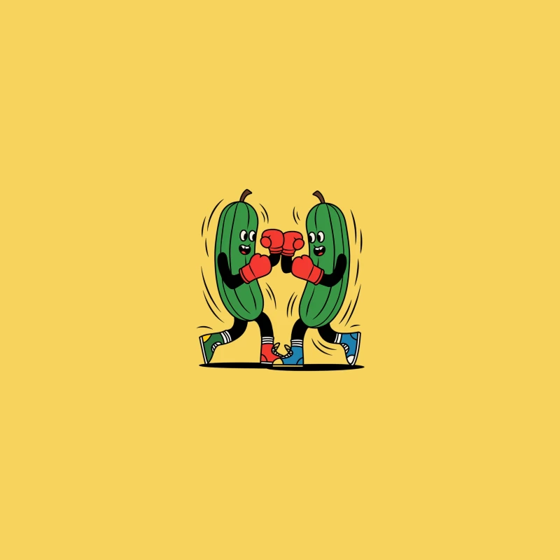 Boxing Cucumbers in Cartoon Style Bucket Hat